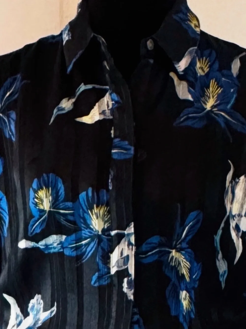 Banana Republic Black Maxi Dress with Blue & White Floral Print - Picture 5 of 6